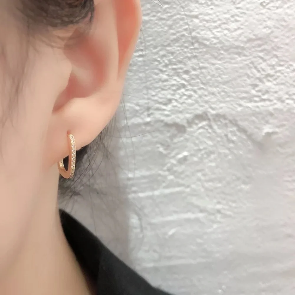π Sterling Silver U Shape Huggie Hoop Earrings - Picture 3 of 4